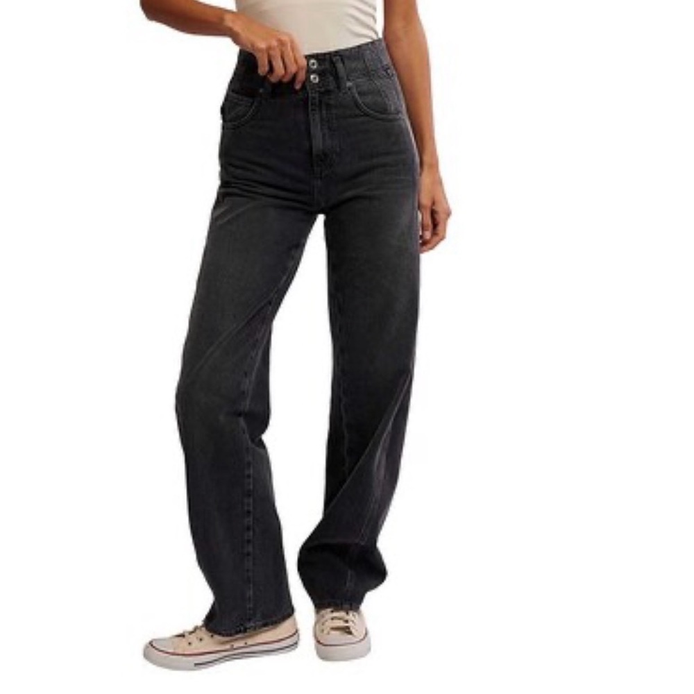 Free People High Rise Charcoal Jeans